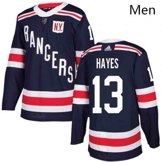 Mens Adidas New York Rangers 13 Kevin Hayes Authentic Navy Blue 2018 Winter Classic NHL Jersey